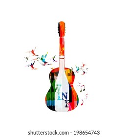 Colorful guitar and wine design