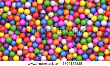 Colorful gumballs background. Assorted brightly colored candy gumballs or dragees. Realistic vector background
