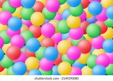 Colorful gumboils background. Pile of multicolored toy balls for children at the playground. Dry children's pool with colorful plastic balls. design for banner, poster, card, postcard, cover. vector