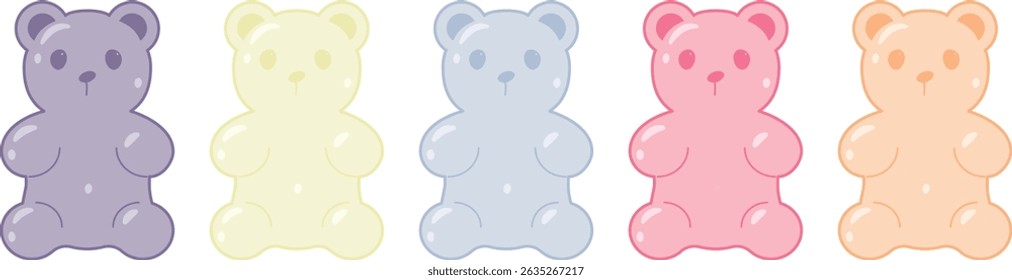 Colorful Gummy Bear Illustration – Cute Candy Clipart  -  This fun candy-themed artwork is perfect for children's designs, pajamas, branding, packaging, party invitations, and digital content. 