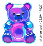 Colorful gummy bear. Jelly bear fruit gummy. Vector isolated illustration.