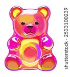 Colorful gummy bear. Jelly bear fruit gummy. Vector isolated illustration.