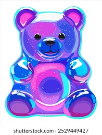 Colorful gummy bear. Jelly bear fruit gummy. Vector isolated illustration.