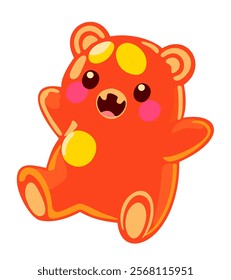 Colorful gummy bear. Jelly bear fruit gummy. Kawaii style. Vector isolated illustration.