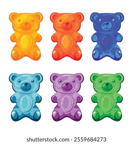 Colorful Gummy Bear Vector Illustration