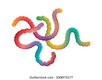 Colorful gummy jelly worms candies icon vector. Gummy worm candy mixture icon isolated on a white background. Creepy crawly jelly candies vector