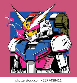 colorful gundam robot 80s  illustration svg