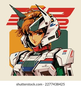 colorful gundam robot 80s  illustration svg