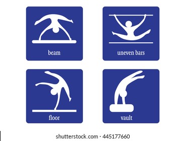 Colorful Gymnastics web Icon Vector. Woman gymnastics disciplines.