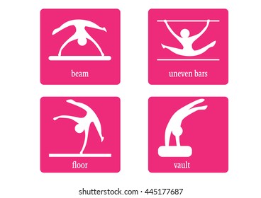 Colorful Gymnastics web Icon Vector. Woman gymnastics disciplines.