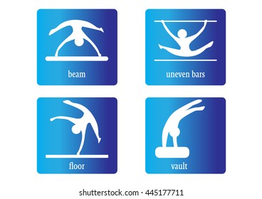 Colorful Gymnastics web Icon Vector. Woman gymnastics disciplines.