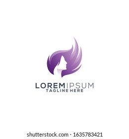 colorful hair beauty logo design vector