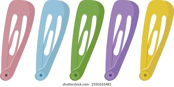 Clipes de cabelo coloridos ou acessórios de grampos de cabelo Ilustração isolada no fundo branco