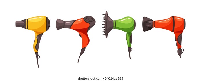 Colorful Hair Dryers, Handheld Devices That Blow Warm Or Hot Air To Dry And Style Hair, Providing Convenience