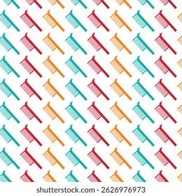 COLORFUL HAIR STYLING COMB SEAMLESS PATTERN, HAIR BRUSH ENDLESS VECTOR BACKGROUND, WRAPPING PAPER NEW DESIGN