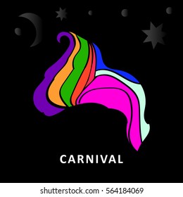 Colorful Hairstyle Silhouette Vector Illustration for Carnival, Masquerade, Circus show or any type of parties.