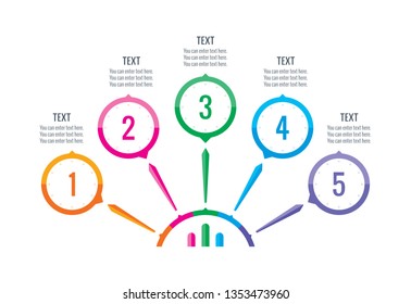colorful half circle infographic design. five-section infographic