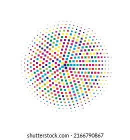 Colorful Halftone Art. Vector Shape. Abstract Backdrop. Texture Grunge. Dot Art. Circle Background. Gradient Shape. Effect Modern. Round Dots.