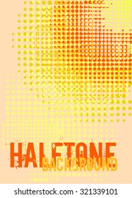 Colorful halftone background with copy space. Vector card design illustration.