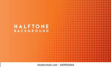 Colorful Halftone Background Design Template, Pop Art, Abstract Dots Pattern Illustration, Vintage Texture Element, Orange Gradation, Vector EPS 10