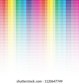 Colorful halftone background with dotted vertical lines.