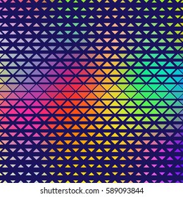 Colorful halftone background, geometric square and triangle shapes.