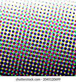 Fondo colorido a medio tono. Un colorido punto de polka. Patrones de semitono. Moderno y limpio fondo de semitono, fondo, textura, patrón o superposición. Ilustración vectorial.