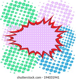 colorful halftone of blank comic speech bubble in pop art style 