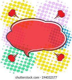 colorful halftone of blank comic speech bubble in pop art style 