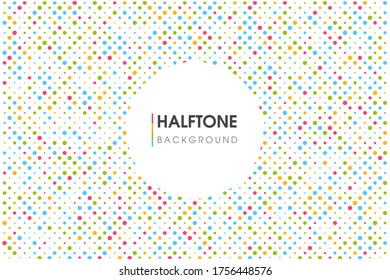 Farbiger Halftone-Circle-Hintergrund mit einem kreisförmigen Textfeld.