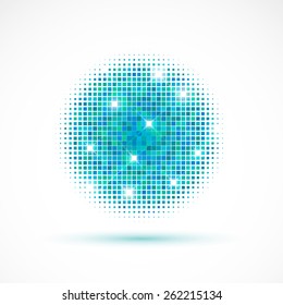Colorful halftone circle. Design template.