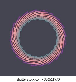Colorful halftone circle. Vector abstract design element.