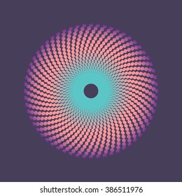 Colorful halftone circle. Vector abstract design element.