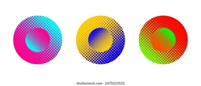 colorful halftone circles design elements