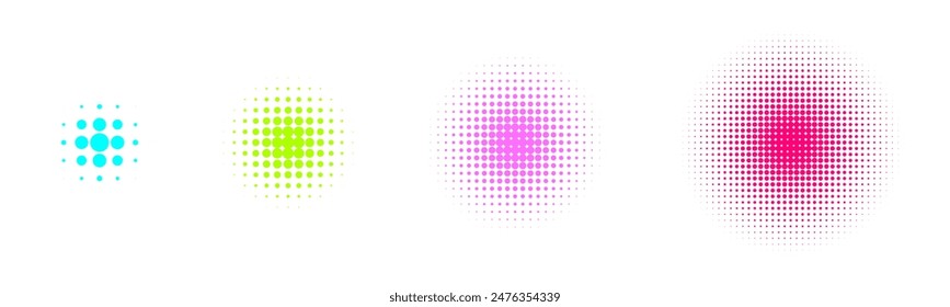 Elementos de diseño de círculos de semitonos coloridos