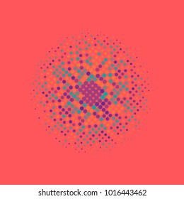 Colorful halftone circles, dots pattern, vector, grunge. Comic texture background. Monochrome half-tone. Circle halftone Dots, rainbow geometric gradient for pop art designs.