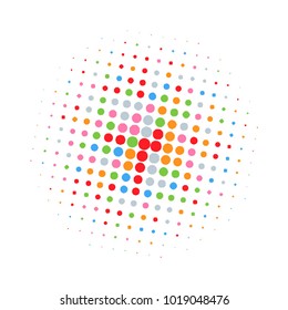 Colorful halftone circles, dots pattern, vector, grunge. Comic texture background. Monochrome half-tone. Circle halftone Dots, rainbow geometric gradient for pop art designs.