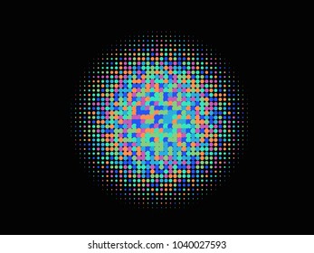 Colorful halftone circles, dots pattern, vector, grunge. Comic texture background. Monochrome half-tone. Circle halftone Dots, rainbow geometric gradient for pop art designs.