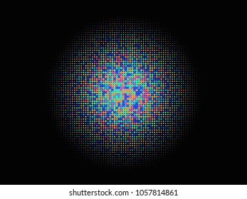 Colorful halftone circles, dots pattern, vector, grunge. Comic texture background. Monochrome half-tone. Circle halftone Dots, rainbow geometric gradient for pop art designs.