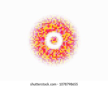 Colorful halftone circles, dots pattern, vector, grunge. Comic texture background. Monochrome half-tone. Circle halftone Dots, rainbow geometric gradient for pop art designs.