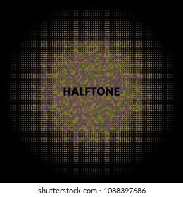 Colorful halftone circles, dots pattern, vector, grunge. Comic texture background. Monochrome half-tone. Circle halftone Dots, rainbow geometric gradient for pop art designs.