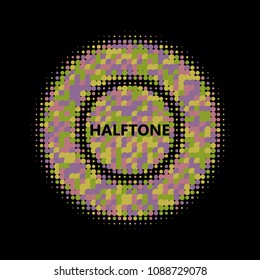 Colorful halftone circles, dots pattern, vector, grunge. Comic texture background. Monochrome half-tone. Circle halftone Dots, rainbow geometric gradient for pop art designs.
