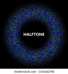 Colorful halftone circles, dots pattern, vector, grunge. Comic texture background. Monochrome half-tone. Circle halftone Dots, rainbow geometric gradient for pop art designs.