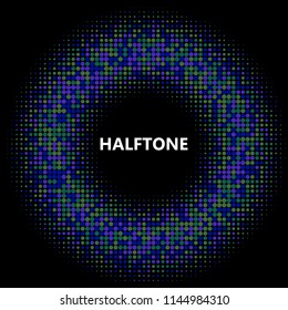 Colorful halftone circles, dots pattern, vector, grunge. Comic texture background. Monochrome half-tone. Circle halftone Dots, rainbow geometric gradient for pop art designs.