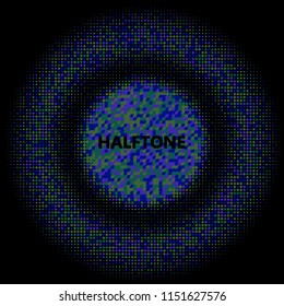 Colorful halftone circles, dots pattern, vector, grunge. Comic texture background. Monochrome half-tone. Circle halftone Dots, rainbow geometric gradient for pop art designs.