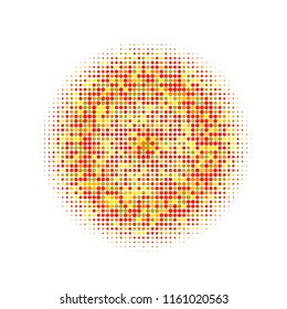 Colorful halftone circles, dots pattern, vector, grunge. Comic texture background. Monochrome half-tone. Circle halftone Dots, Yellow, red and green geometric gradient for pop art designs.