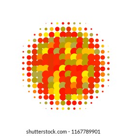 Colorful halftone circles, dots pattern, vector, grunge. Comic texture background. Monochrome half-tone. Circle halftone Dots, Yellow, red and green geometric gradient for pop art designs.