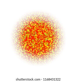 Colorful halftone circles, dots pattern, vector, grunge. Comic texture background. Monochrome half-tone. Circle halftone Dots, Yellow, red and green geometric gradient for pop art designs.