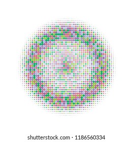 Colorful halftone circles, dots pattern, vector, grunge. Comic texture background. Monochrome half-tone. Circle halftone Dots, Yellow, red, orange, green geometric gradient for pop art designs.