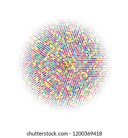 Colorful halftone circles, dots pattern, vector, grunge. Comic texture background. Monochrome half-tone. Circle halftone Dots, Yellow, red, orange, green geometric gradient for pop art designs.